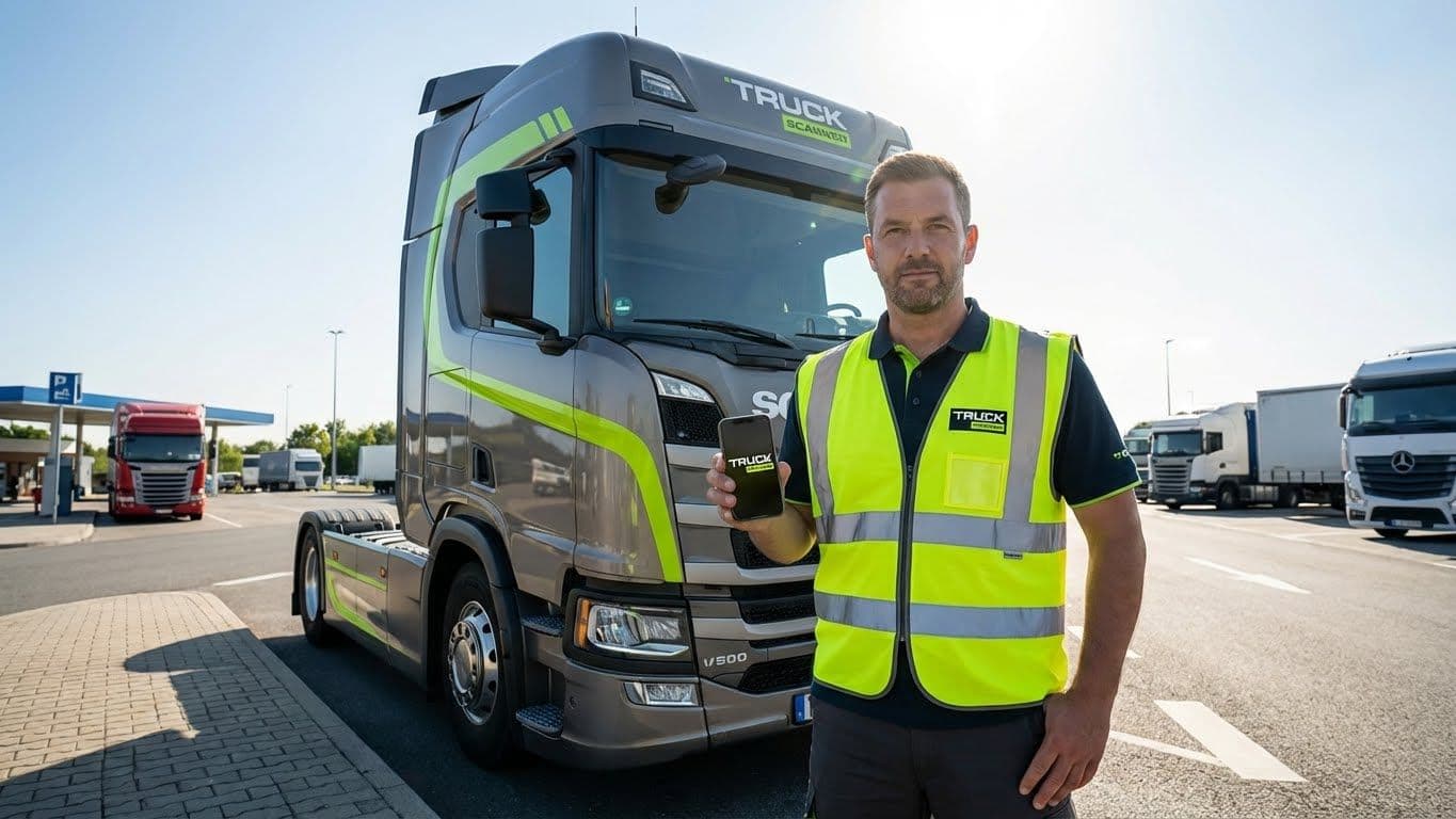 Truck driver receiving load notification on smartphone via WhatsApp