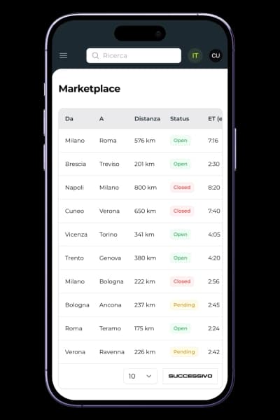 App Truckscanner su dispositivo mobile