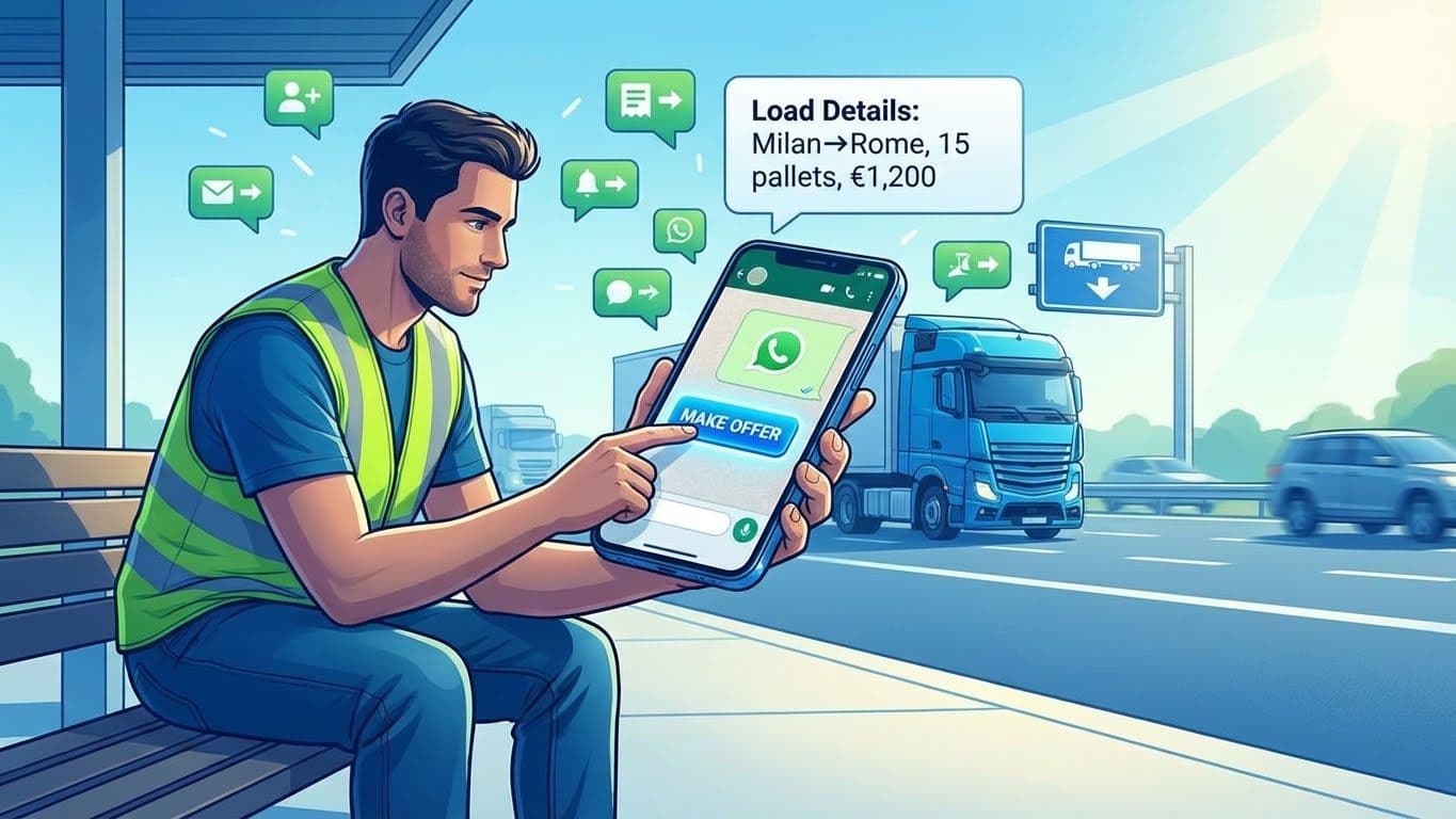 Notifiche WhatsApp Truckscanner Premium | Offerte Carichi in Tempo Reale