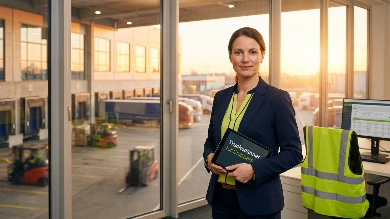 Logistics manager digitally managing freight transport on Truckscanner platform