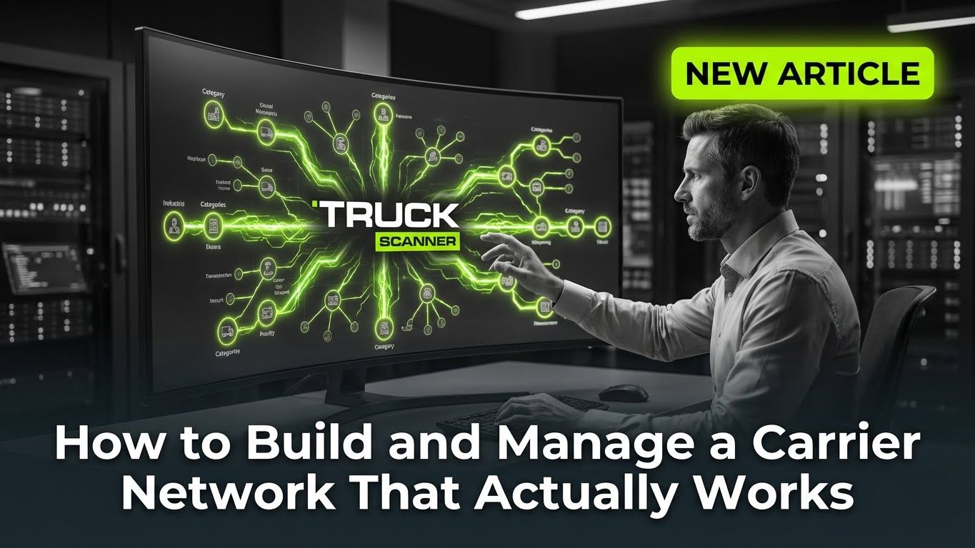 Network diagram showing shipper connected to multiple verified carriers