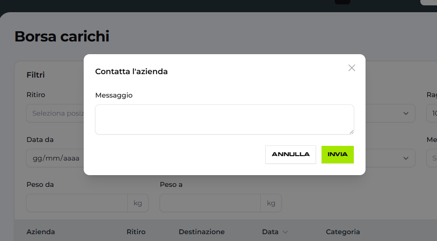Contatta il Committente con un messaggio in piattaforma