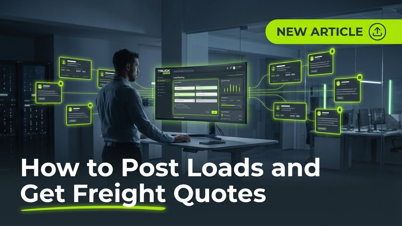 Shipper posting freight load on digital platform and receiving carrier quotes