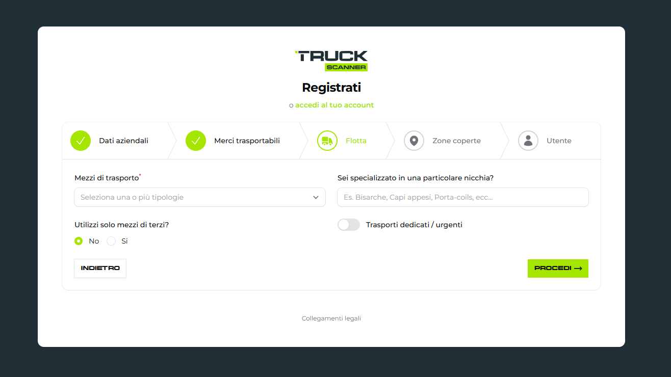 Flotta disponibile dal vettore su Truckscanner